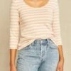 Cara 3/4 Sleeve Reverie Knit Tee - Rose And Ivory -AGOLDE || CITIZENS OF HUMANITY Sales 0048 3 4 Slv Cara Paris Stripe Rose Ivory 3616 web d3b50ec5 6b65 47b0 905f 2ccaa612a64a