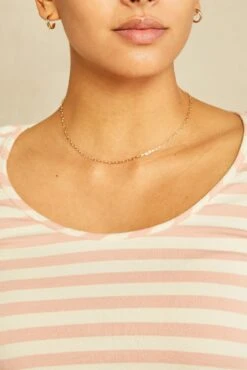 Cara 3/4 Sleeve Reverie Knit Tee - Rose And Ivory -AGOLDE || CITIZENS OF HUMANITY Sales 0048 3 4 Slv Cara Paris Stripe Rose Ivory 3622 web 19099d1f 03aa 4886 8c63 e47c21b430d3