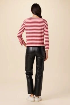 Cecelia Long Sleeve Reverie Knit Tee - Zinnia And Ivory -AGOLDE || CITIZENS OF HUMANITY Sales 0052 LS Cecelia Zinnia Ivory Stripe 3