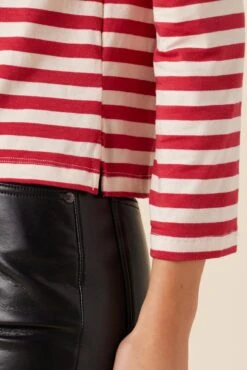 Cecelia Long Sleeve Reverie Knit Tee - Zinnia And Ivory -AGOLDE || CITIZENS OF HUMANITY Sales 0052 LS Cecelia Zinnia Ivory Stripe 4