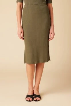 Vindy Paris Rib Skirt - Calla Green