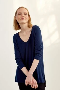 Celine 3/4 Sleeve Dream Rib Tee - Ocean -AGOLDE || CITIZENS OF HUMANITY Sales 0069 Celine Navy 1855 web cb737f58 0cda 4c23 9449 2a7033ce3bf9