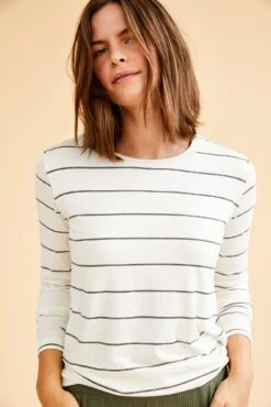 Berkeley Long Sleeve Dream Knit Tee - White Havana Stripe -AGOLDE || CITIZENS OF HUMANITY Sales 0108LongSleeveBerkeleyWhiteHavanaStripe 5882 web 89423753 7949 4123 8bf3 19cff26b5338