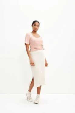 Vindy Linen Rib Skirt -AGOLDE || CITIZENS OF HUMANITY Sales 0343 Vindy Linen Rib Linen 0291 Web