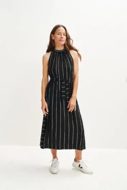 Mila Zero-Waste Dream Knit Dress -AGOLDE || CITIZENS OF HUMANITY Sales 0365 Mila Zero Waste Dress Black Havana Stripe 1618 web
