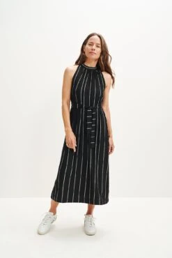 Mila Zero-Waste Dream Knit Dress -AGOLDE || CITIZENS OF HUMANITY Sales 0365 Mila Zero Waste Dress Black Havana Stripe 1619 web
