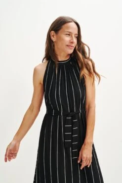 Mila Zero-Waste Dream Knit Dress -AGOLDE || CITIZENS OF HUMANITY Sales 0365 Mila Zero Waste Dress Black Havana Stripe 1632 web