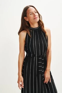 Mila Zero-Waste Dream Knit Dress -AGOLDE || CITIZENS OF HUMANITY Sales 0365 Mila Zero Waste Dress Black Havana Stripe 1636 web