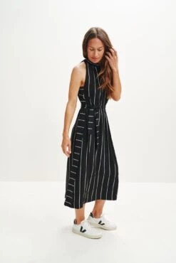 Mila Zero-Waste Dream Knit Dress -AGOLDE || CITIZENS OF HUMANITY Sales 0365 Mila Zero Waste Dress Black Havana Stripe 1654 web
