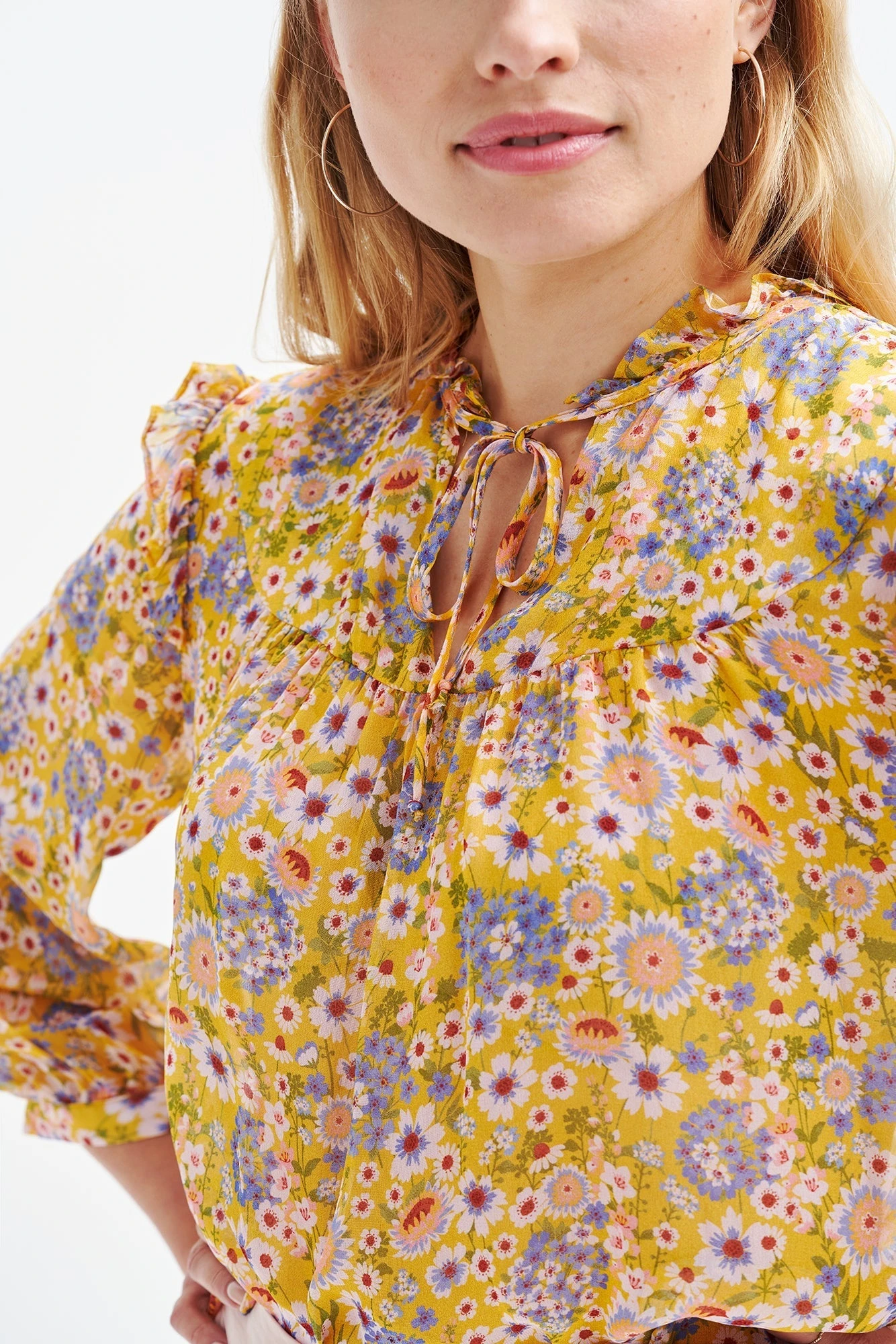 Camila Nouveau Silk Blouse - Midi Floral Sunflower - ReAmour 7 Camila Nouveau Silk Blouse - Midi Floral Sunflower - ReAmour - Image 5