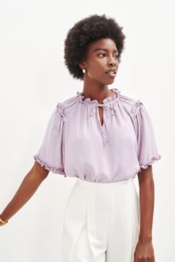Zuri Cupro Blouse - Lilac