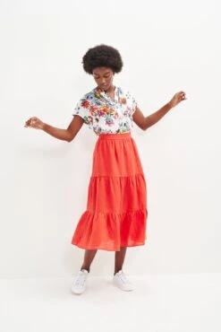 Jill Linen Skirt - Carmine -AGOLDE || CITIZENS OF HUMANITY Sales 0404 Jill Carmine 2283 web