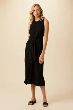 Cortney Cottonseed Cupro Dress - Black