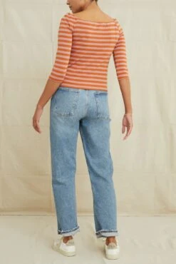 Amela 3/4 Sleeve Reverie Knit Tee - Quartz And Umber -AGOLDE || CITIZENS OF HUMANITY Sales 0590AmelaParisStripeQuartzUmber 1611 web 41a53675 f44c 44ca 84c1 68263c3cd3b8