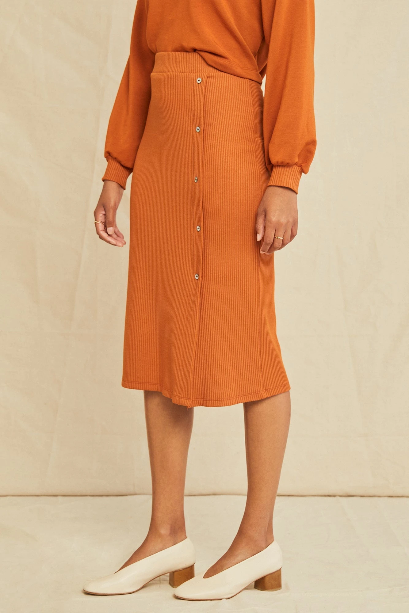 Gadot Paris Rib Skirt - Umber 4 Gadot Paris Rib Skirt - Umber - Image 2