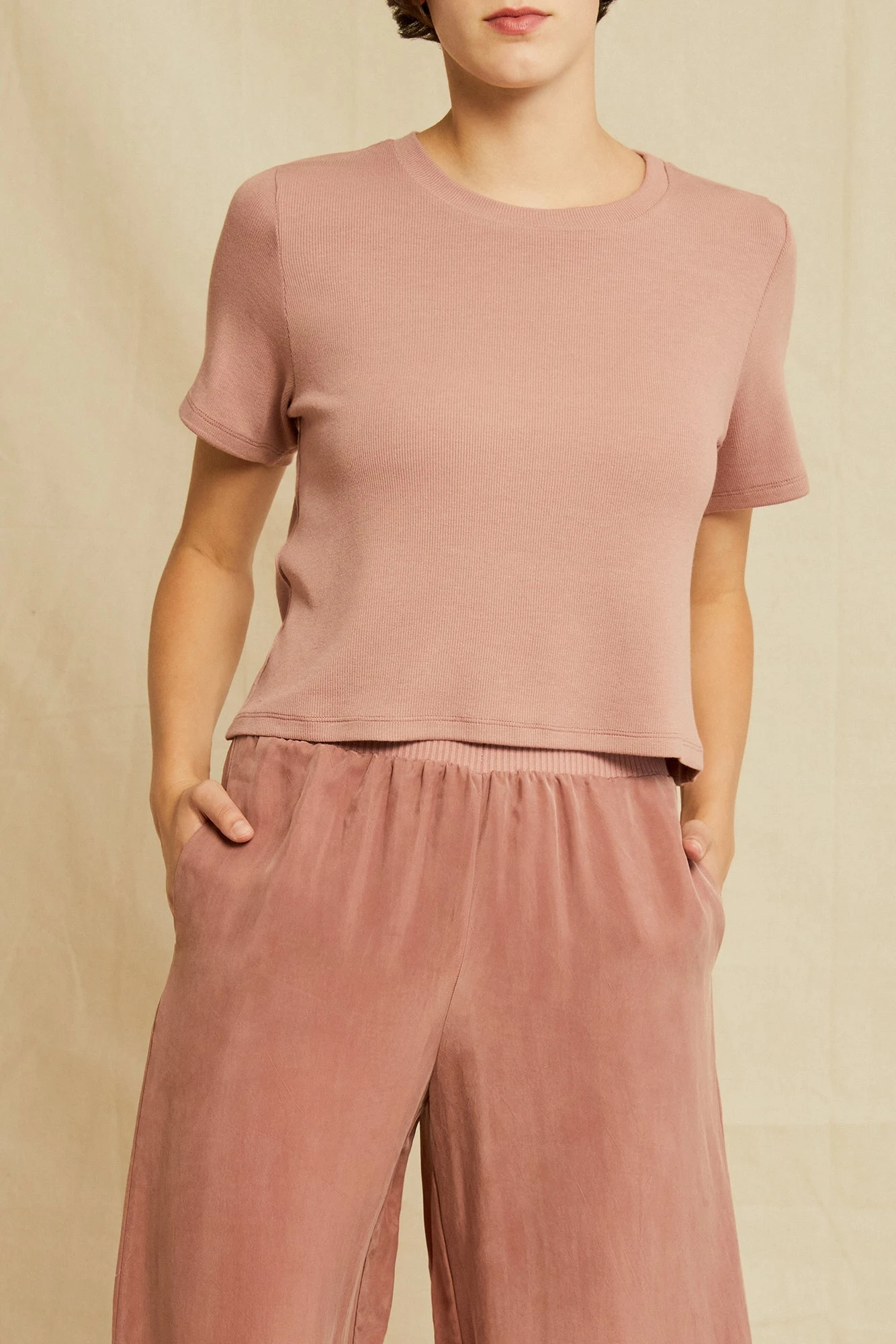 Tara Dream Rib Cropped Tee - Quartz 3 Tara Dream Rib Cropped Tee - Quartz