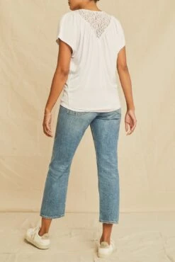 Mayr Lace Dream Knit Tee - White -AGOLDE || CITIZENS OF HUMANITY Sales 0675 Lace Inset Mayr White 1676 web 7dce766f 0627 4516 bcae 18da0ce1e116
