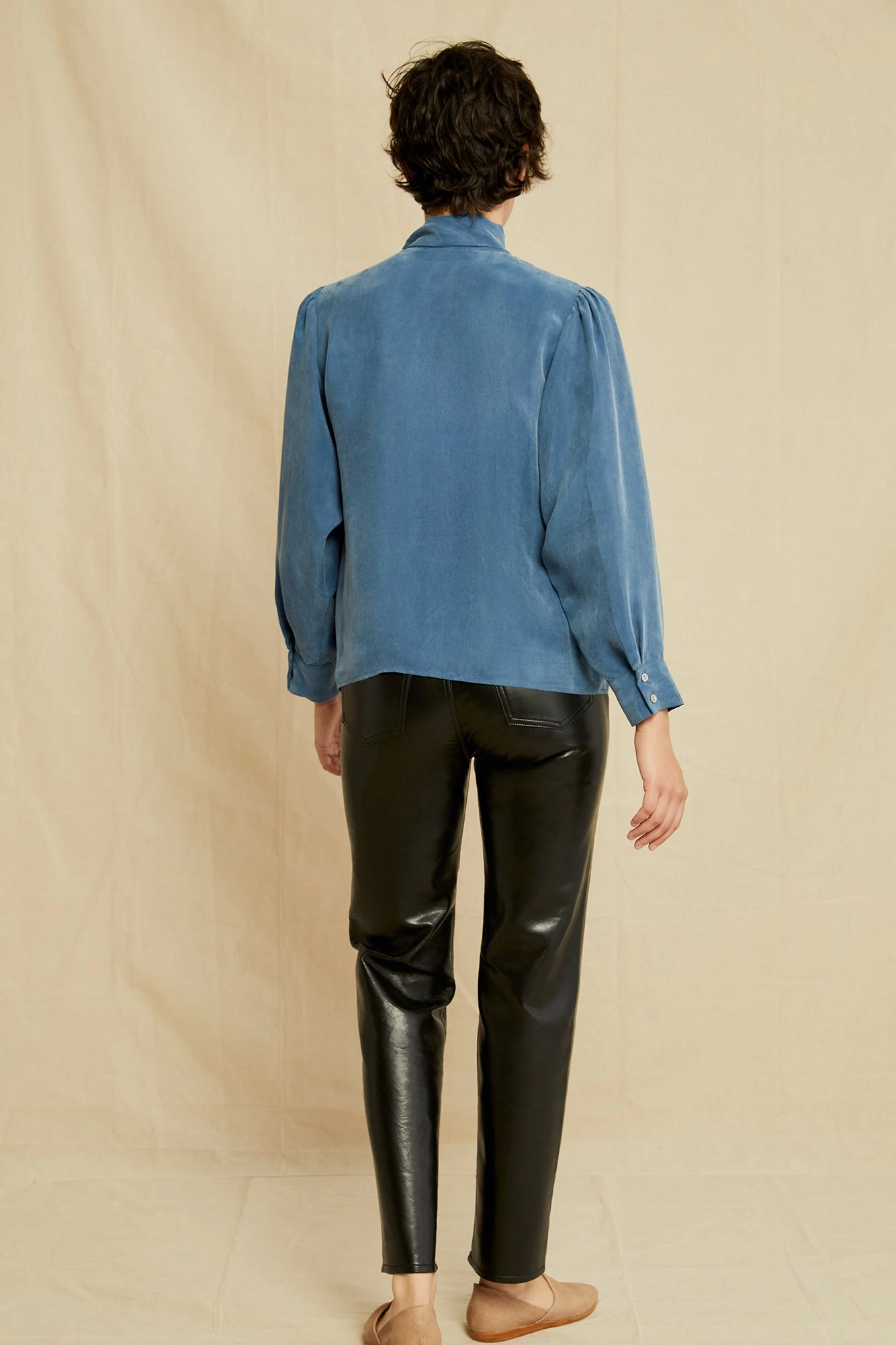 Olivet Cottonseed Cupro Blouse - Azure 6 Olivet Cottonseed Cupro Blouse - Azure - Image 4