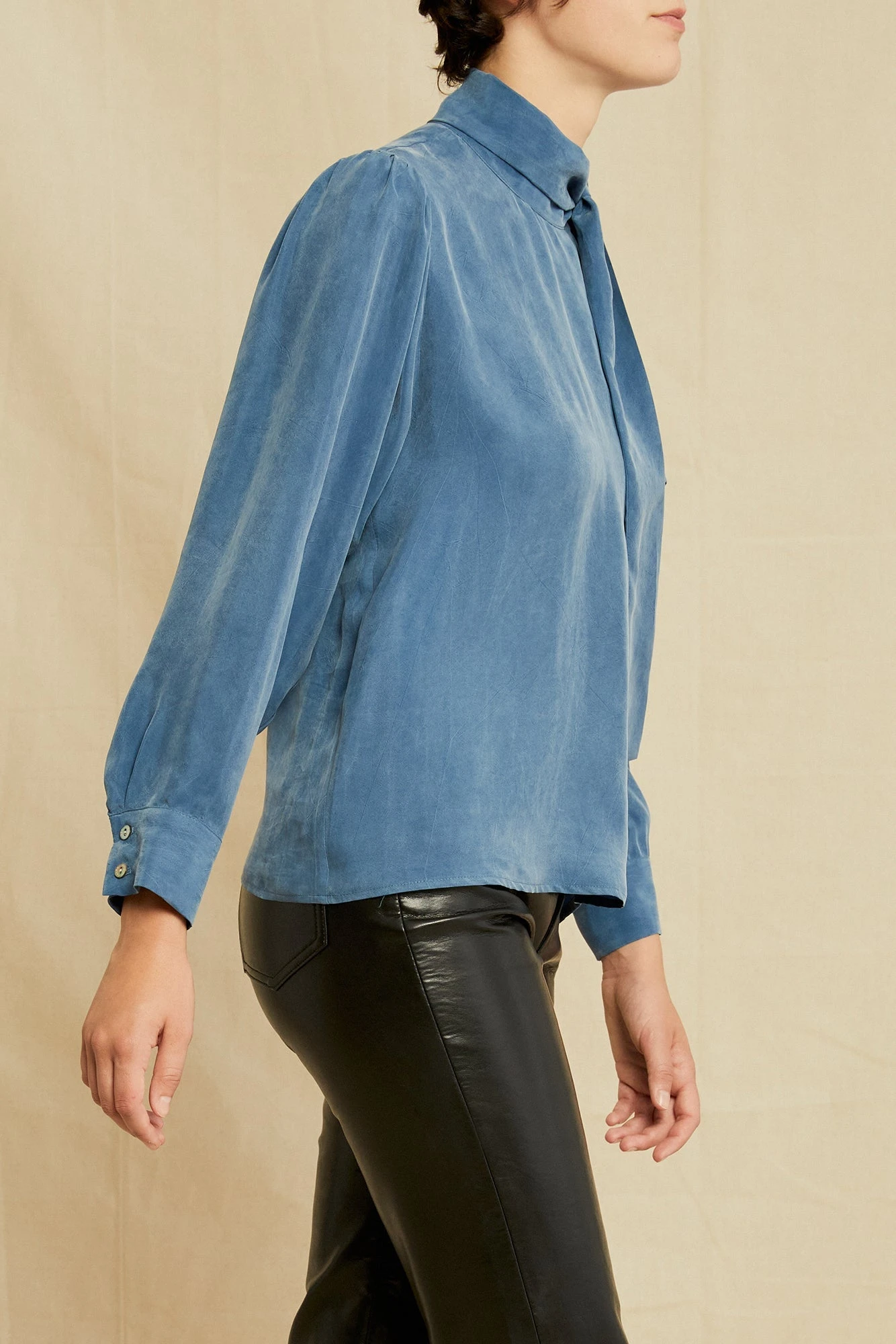 Olivet Cottonseed Cupro Blouse - Azure 4 Olivet Cottonseed Cupro Blouse - Azure - Image 2