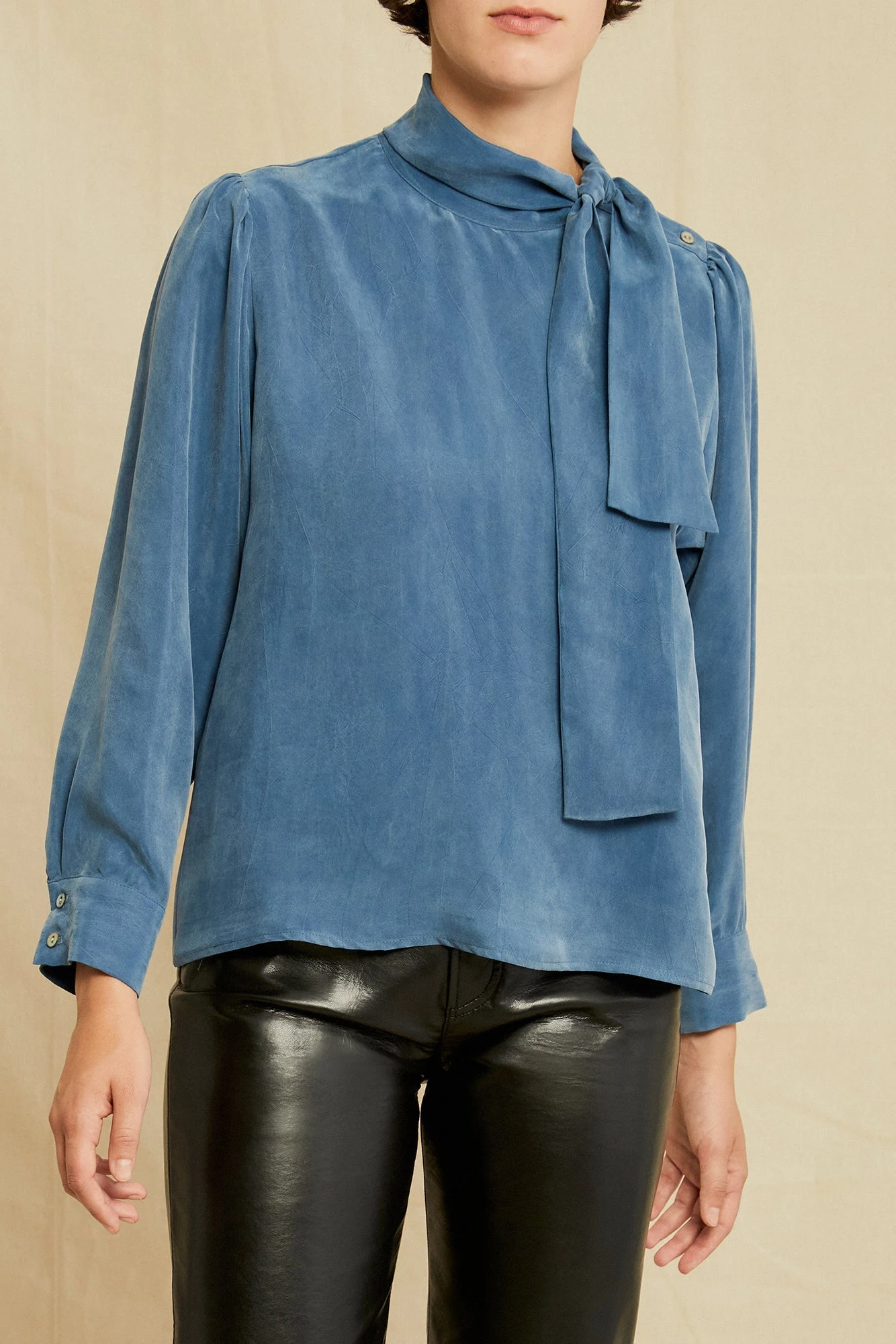 Olivet Cottonseed Cupro Blouse - Azure 5 Olivet Cottonseed Cupro Blouse - Azure - Image 3