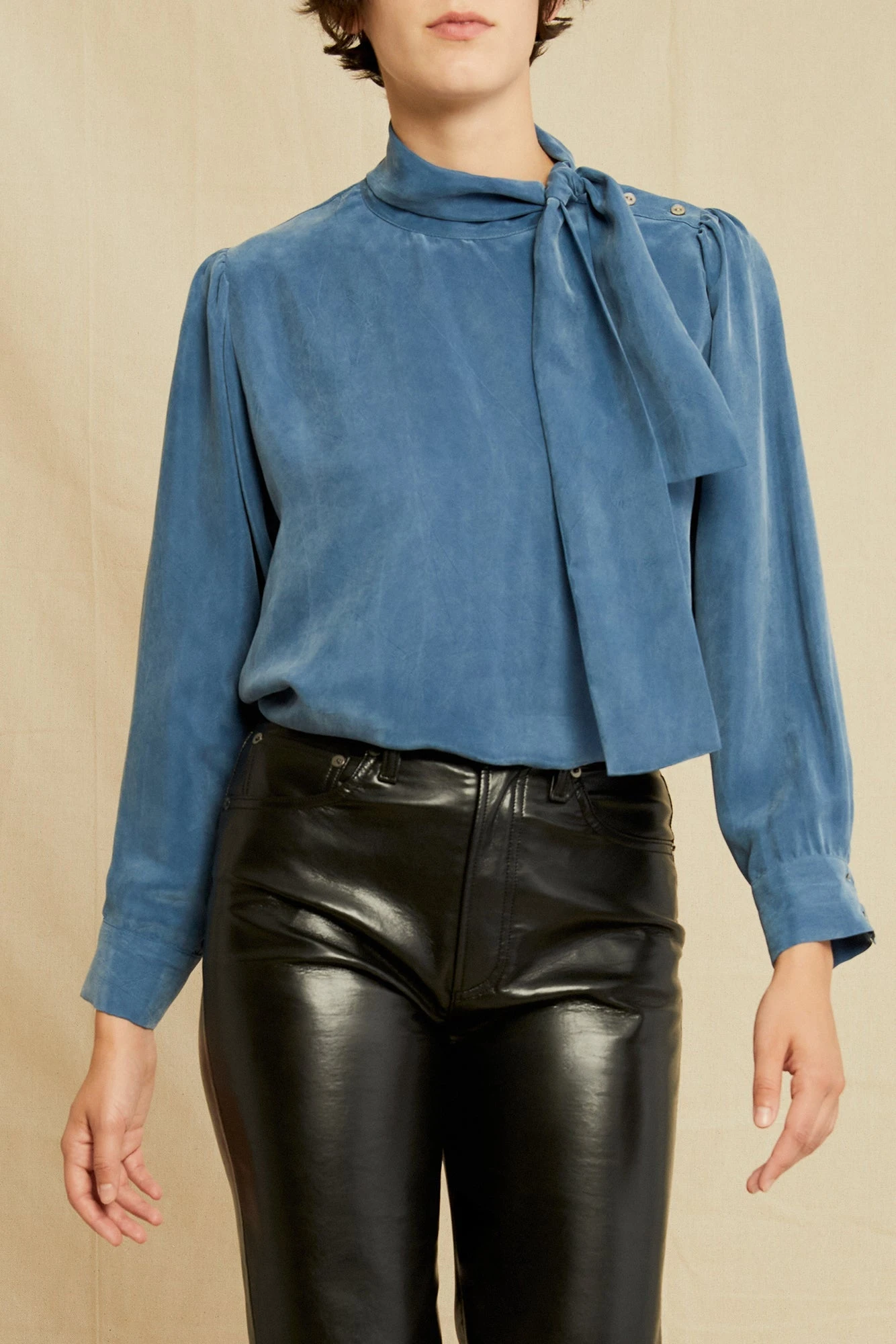 Olivet Cottonseed Cupro Blouse - Azure 3 Olivet Cottonseed Cupro Blouse - Azure