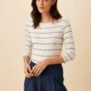 Francoise 3/4 Sleeve Dream Knit Tee - White Havana Stripe -AGOLDE || CITIZENS OF HUMANITY Sales 1005 34 slv francoise Havana Stripe White 1 8bc8c945 6d6f 41ea ba0d b354d3cd4613