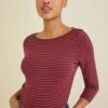 Francoise 3/4 Sleeve Dream Knit Tee - Barn Red Navy -AGOLDE || CITIZENS OF HUMANITY Sales 1005 3Q Slv Francoise Barn Red Navy 1614 web