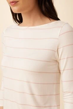 Francoise 3/4 Sleeve Dream Knit Tee - Havana Stripe Rose -AGOLDE || CITIZENS OF HUMANITY Sales 1005 3 4 Slv Francoise Havana Stripe Natural Pink 4