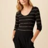 Itana Long Sleeve Dream Knit Tee - Havana Stripe Black -AGOLDE || CITIZENS OF HUMANITY Sales 10070 LS Itana Dream Knit Black Havana Stripe 1