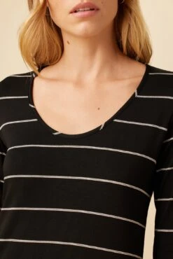 Itana Long Sleeve Dream Knit Tee - Havana Stripe Black -AGOLDE || CITIZENS OF HUMANITY Sales 10070 LS Itana Dream Knit Black Havana Stripe 4