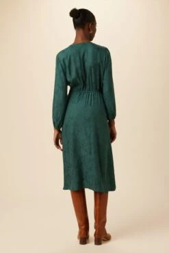 Etta Cupro Viscose Jacquard Dress - Darkest Spruce -AGOLDE || CITIZENS OF HUMANITY Sales 10077 Etta Jaquard Darkest Spruce 3