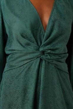 Etta Cupro Viscose Jacquard Dress - Darkest Spruce -AGOLDE || CITIZENS OF HUMANITY Sales 10077 Etta Jaquard Darkest Spruce 4