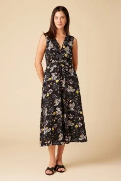 Olive Washable Silk Midi Dress - French Jardin Black -AGOLDE || CITIZENS OF HUMANITY Sales 10129R1 Olive Silk French Jardin 1