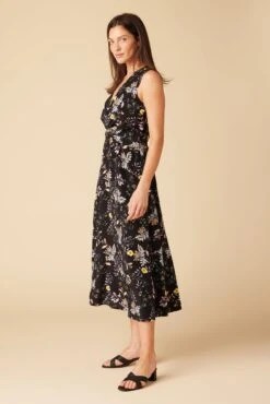 Olive Washable Silk Midi Dress - French Jardin Black -AGOLDE || CITIZENS OF HUMANITY Sales 10129R1 Olive Silk French Jardin 2