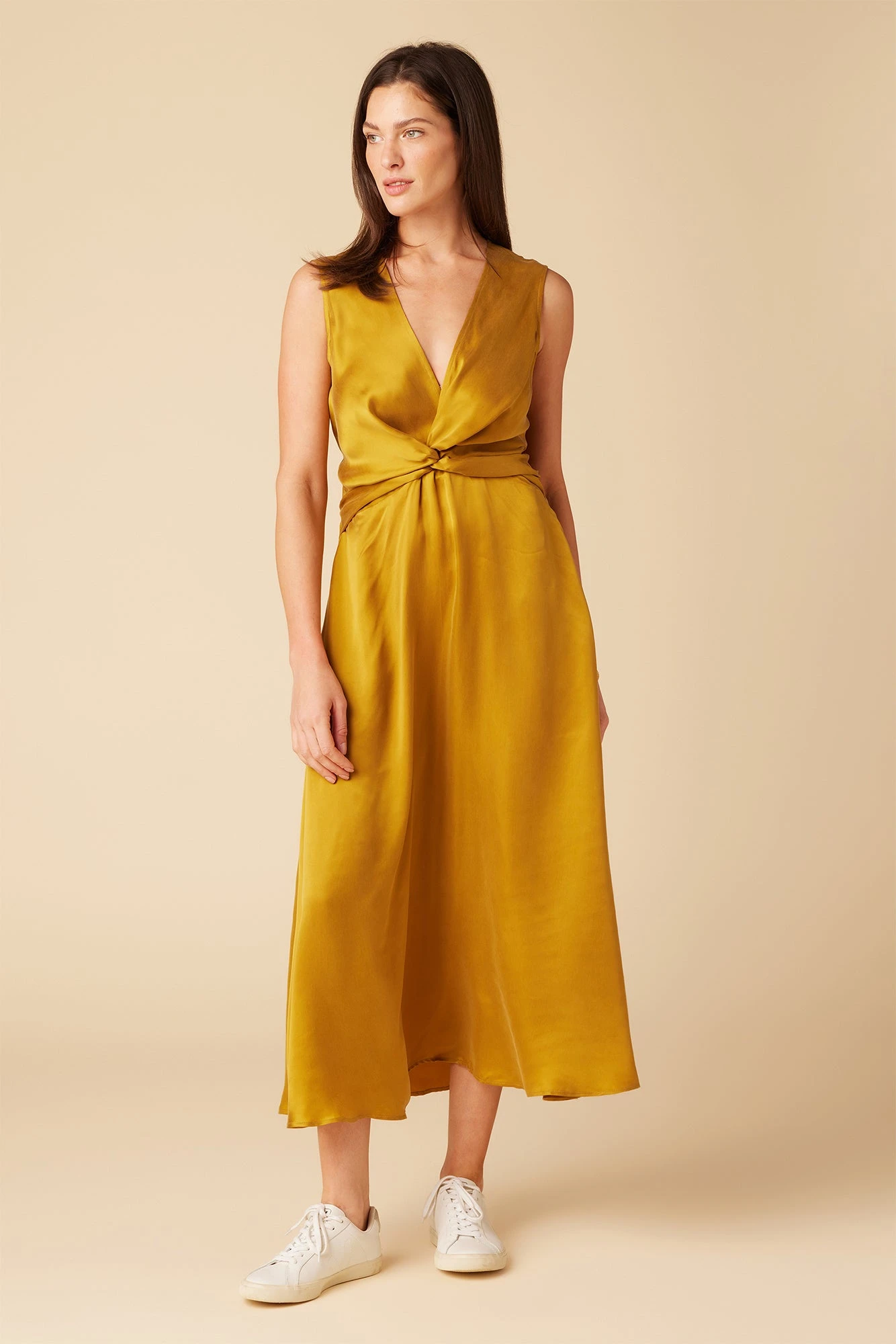 Olive Cupro Midi Dress - Gold 3 Olive Cupro Midi Dress - Gold