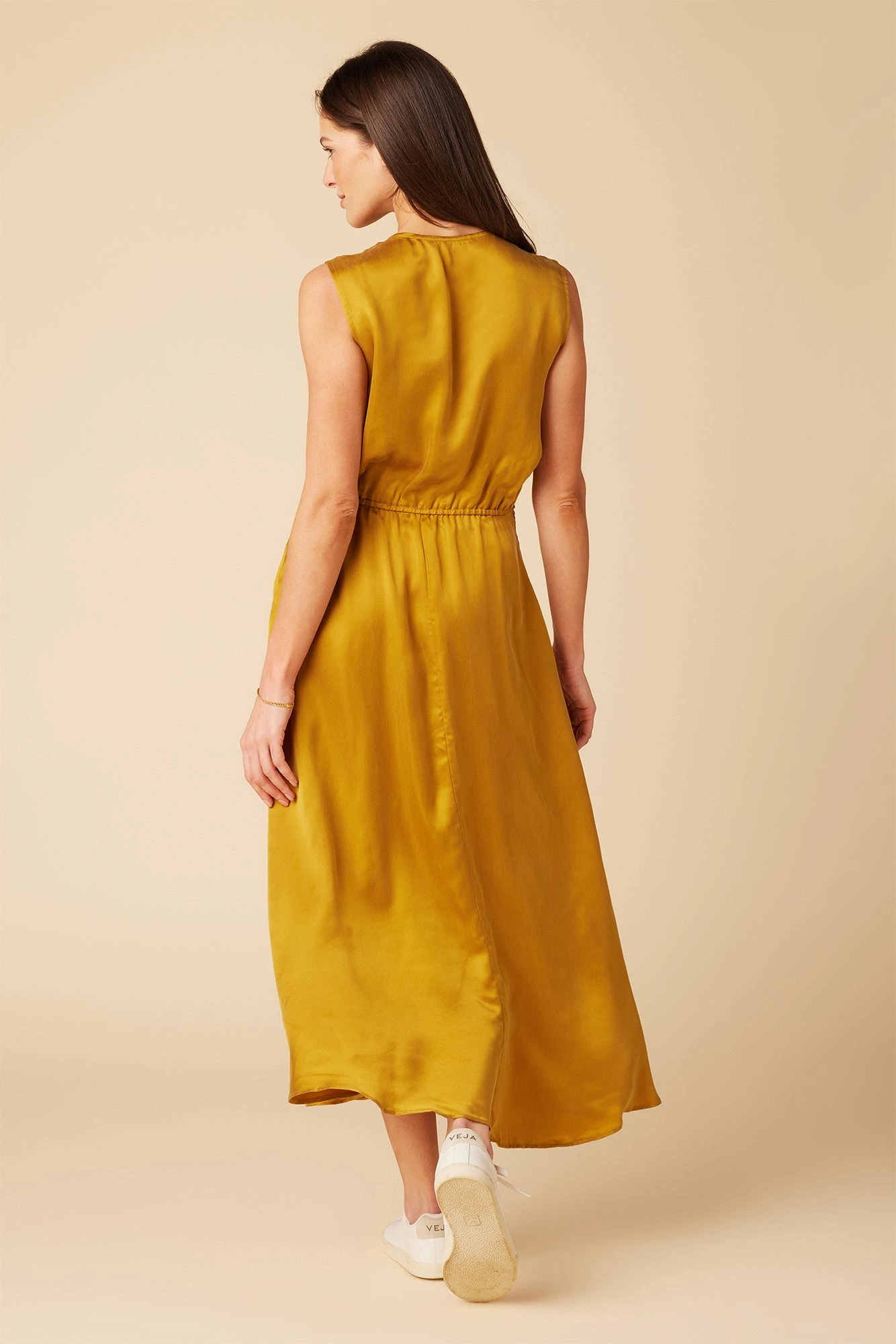 Olive Cupro Midi Dress - Gold 6 Olive Cupro Midi Dress - Gold - Image 4