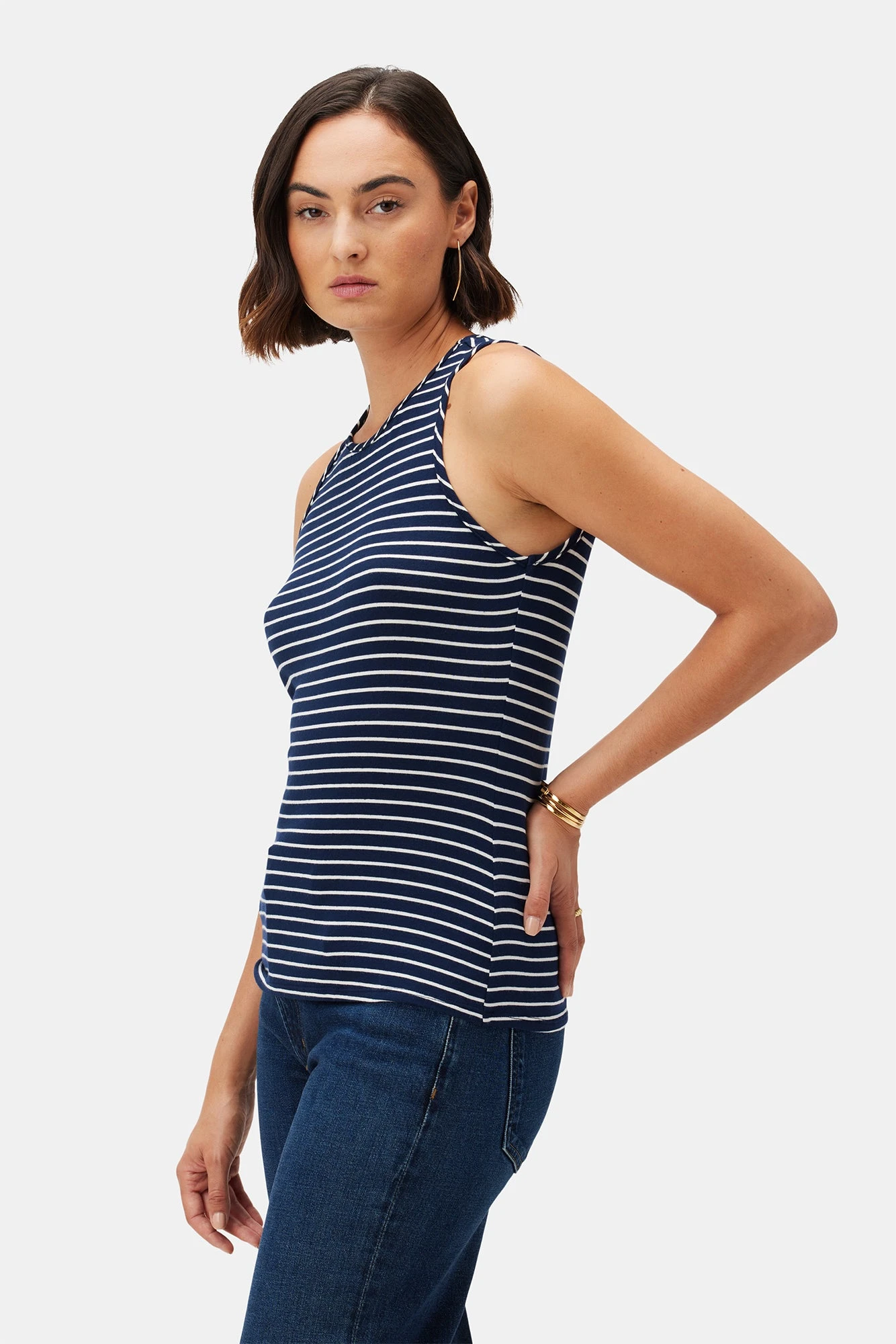 Jillian Dream Knit Tank - Navy Natural Stripe 4 Jillian Dream Knit Tank - Navy Natural Stripe - Image 2