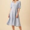 Odette Linen Dress - Blue Natural Stripe 1 Odette Linen Dress - Blue Natural Stripe -AGOLDE || CITIZENS OF HUMANITY Sales 10191 Odette Linen Blue Natural Stripe 1