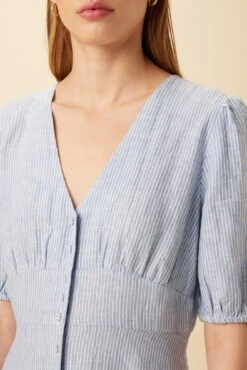 Odette Linen Dress - Blue Natural Stripe -AGOLDE || CITIZENS OF HUMANITY Sales 10191 Odette Linen Blue Natural Stripe 4