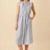 Kylen Linen Midi Dress - Blue Natural Stripe -AGOLDE || CITIZENS OF HUMANITY Sales 10192 Kylen Blue Natural Stripe 1