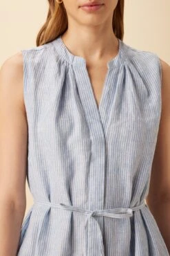 Kylen Linen Midi Dress - Blue Natural Stripe -AGOLDE || CITIZENS OF HUMANITY Sales 10192 Kylen Blue Natural Stripe 5