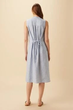 Kylen Linen Midi Dress - Blue Natural Stripe -AGOLDE || CITIZENS OF HUMANITY Sales 10192 Kylen Blue Natural Stripe 8