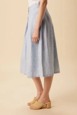 Mariah Linen Skirt - Blue Natural Stripe -AGOLDE || CITIZENS OF HUMANITY Sales 10205 Mariah Linen Blue Natural Stripe 2