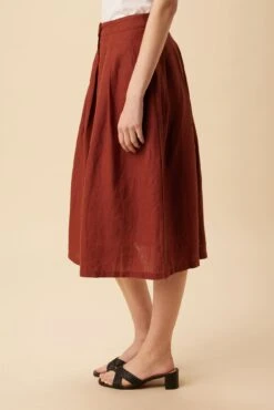 Mariah Linen Skirt - Rust -AGOLDE || CITIZENS OF HUMANITY Sales 10205 Mariah Linen Rust 2