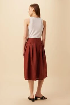 Mariah Linen Skirt - Rust -AGOLDE || CITIZENS OF HUMANITY Sales 10205 Mariah Linen Rust 3