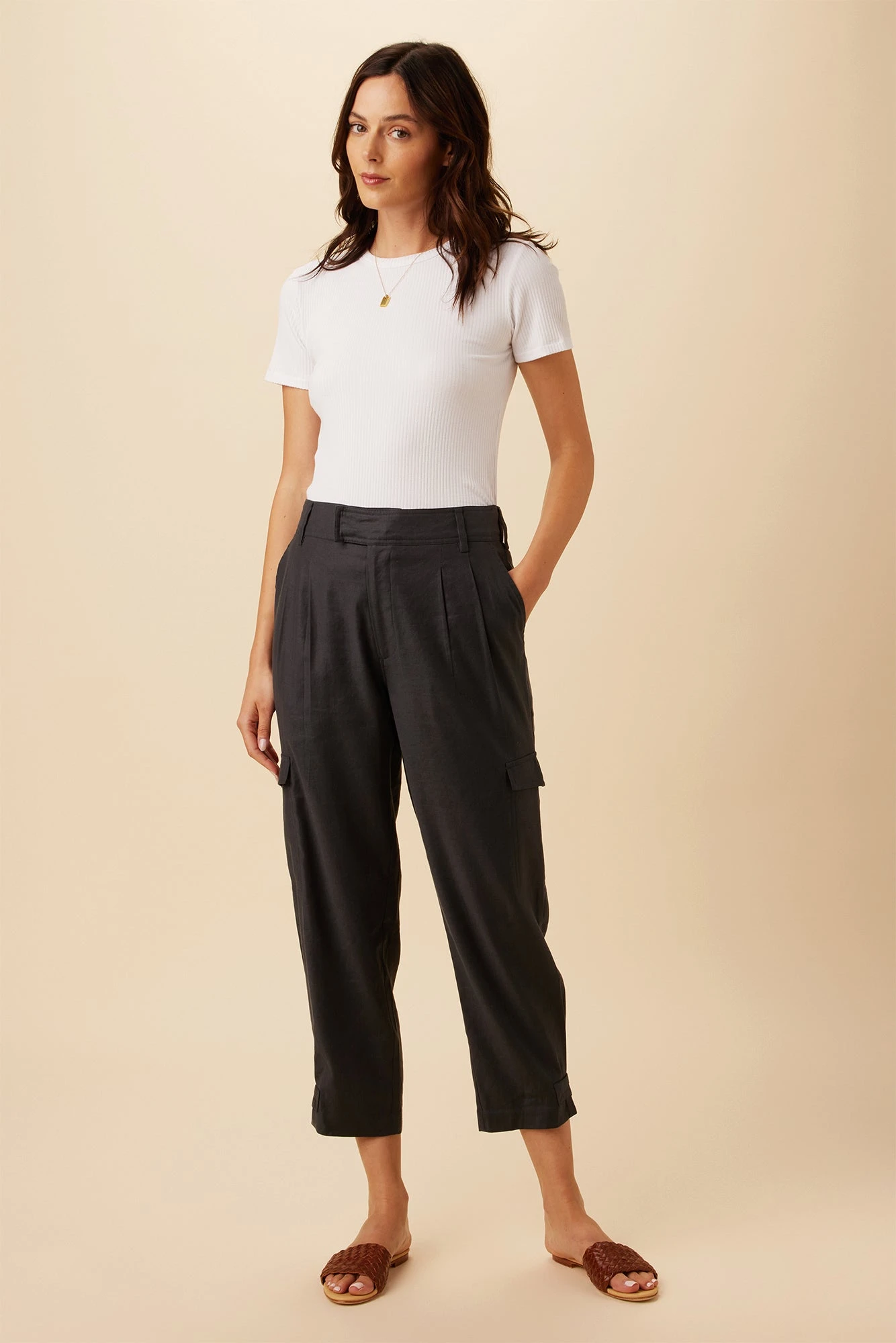 Lyle Femme Fete Stretch Cargo Pant - Pewter 4 Lyle Femme Fete Stretch Cargo Pant - Pewter - Image 2