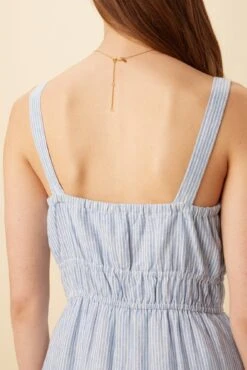 Elio Linen Midi Dress - Blue Natural Stripe -AGOLDE || CITIZENS OF HUMANITY Sales 10223 Elio Linen Blue Natural Stripe 5