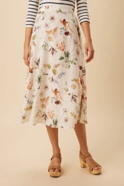 Blaze Washable Silk Skirt - Botanic Floral Ivory -AGOLDE || CITIZENS OF HUMANITY Sales 10227 Blaze Silk Lined Botanic Floral Ivory 1