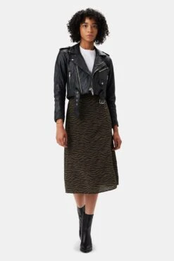 Ollie Washable Silk Skirt - Zebra Green Black -AGOLDE || CITIZENS OF HUMANITY Sales 10235 Ollie Silk Zebra Green Black 4