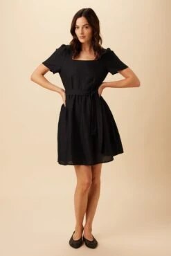 Ria Ramie Viscose Dress - Black
